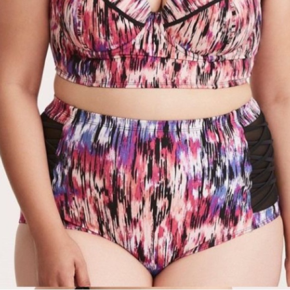 Torrid Plus Size 4X Multicolored Swim Bikini Bottom Pink Black White‎ 4